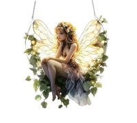 Artistic Butterfly Fairy Sun Catcher with Stained Glass Effect, Decorative Sun Catchers For Windows for Living Room or Kitchen, Vibrant Suncatcher Garden Decor and Outdoor Hanging Ornaments for Yard