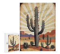 Artistic Cactus Scene 500 Piece Wooden Jigsaw Puzzle for Adults - Puzzle for Mindfulness, Cozy Home Styling for Plant Lovers, Finished Size 21 x 15 Inches