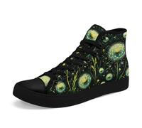 Artistic Canvas High-Top Sneakers for Women - Floral & Mushroom Design, Lightweight Breathable, Casual Walking Shoes