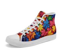 Artistic Canvas High-Top Sneakers for Women - Floral & Mushroom Design, Lightweight Breathable, Casual Walking Shoes