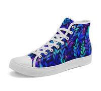 Artistic Canvas High-Top Sneakers for Women - Floral & Mushroom Design, Lightweight Breathable, Casual Walking Shoes