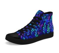 Artistic Canvas High-Top Sneakers for Women - Floral & Mushroom Design, Lightweight Breathable, Casual Walking Shoes