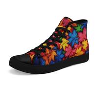 Artistic Canvas High-Top Sneakers for Women - Floral & Mushroom Design, Lightweight Breathable, Casual Walking Shoes