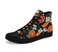 Artistic Canvas High-Top Sneakers for Women - Floral & Mushroom Design, Lightweight Breathable, Casual Walking Shoes