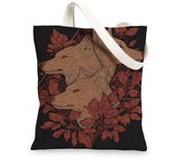 Artistic Canvas Tote Bags, Animal Design Reusable Shopping Bags, Lightweight Washable Shoulder Strap Canvas Bags for Gym O, Black, 13x15 Inch