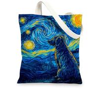 Artistic Canvas Tote Bags, Colorful Dog Design Reusable Shopping Bags, Lightweight Washable Shoulder Strap Canvas Bags for Gym Outdoor Travel Beach Picnic 13x15 Inch