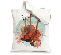 Artistic Canvas Tote Bags, Floral Pattern Reusable Grocery Bags, Lightweight Washable Shoulder Strap Canvas Bags for Gym Outdoor Travel Beach Picnic 13x15 Inch