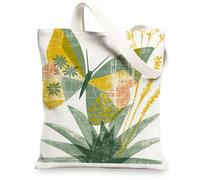 Artistic Canvas Tote Bags, Vintage Butterfly Floral Pattern Reusable Shopping Bags, Lightweight Washable Shoulder Strap Canvas Bags for Gym Outdoor Travel 13x15 Inch