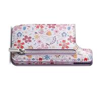 Artistic card holder, self-adhesive lined phone card wallet with easy access zipper pocket and built-in media holder