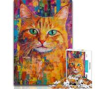 Artistic Cat Oil Painting 1000 Piece Jigsaw Puzzle for Adults And Teenagers,Challenging To Complete But Fun And Humorous Unique Home Decor And Gifts (75x50cm)