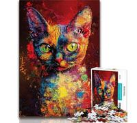 Artistic Cat Oil Painting Adult Jigsaws 1000 Pieces Difficult,Challenging Family Activity Games DIY Toy for Home Wall Decor Gifts (38x26cm)