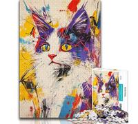 Artistic Cat Oil Painting Adult Jigsaws 1000 Pieces Difficult,Family Game Stress Reliever Difficult Challenge Great Gifts And Toys 38x26cm