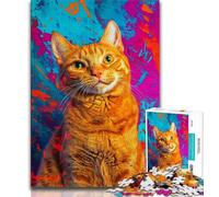 Artistic Cat Oil Painting JigsawPuzzle 1000 Pieces for Adults,Family Game Stress Reliever Difficult Challenge Secret Santa Gifts (75x50cm)