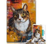 Artistic Cat Oil Painting JigsawPuzzle 1000 Pieces for Teenagers,Brain Teaser Game Wall Decoration Unique Birthday And Xmas Gifts 38x26cm