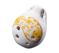 Artistic Ceramic Ocarina Waterdrops Shape Transparent Glaze Finish Yellow Braided Lanyard Eastern Cultural Gift Professional Ceramic Wind Instrument