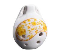 Artistic Ceramic Ocarina Waterdrops Shape Transparent Glaze Finish Yellow Braided Lanyard Eastern Cultural Gift Traditional Chinese Ceramic Ocarina