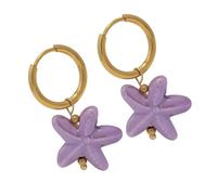 Artistic Ceramic Starfishes Drop Earrings Marine Inspired Handcrafted Jewelry For Casual Outings Alloy Comfort Fit Ceramic Alloy Earrings