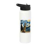 Artistic Cheetah Stuff Van Gogh Style Starry Night Cheetah Stainless Steel Insulated Water Bottle