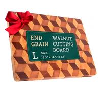 Artistic Chef's Kitchen 3-D checkered end grain walnut, ebony wood, and beech wood/charcuterie board/cutting board/chopping block/butcher block., ACK-CB0003