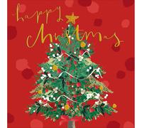 Artistic Christmas Card Gold Foiled Tree Happy Christmas Xmas Greetings