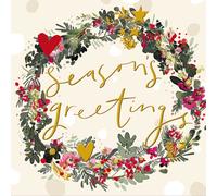 Artistic Christmas Card Gold Foiled Wreath Season's Greetings Xmas Greetings