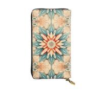 Artistic Circles Pattern Leather Clutch (7.5x4.1 inches) - Coin Card Key Wallet