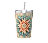 artistic circles Printed travel thermos - portable water bottle for keeping hot and cold, travel mug for office and sports in car