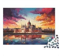 Artistic Cityscape View 1000-Piece Jigsaw Puzzle Budapest Sunset Reflection - Family Puzzle Game for Adults And Kids52x38cm/1000pcs