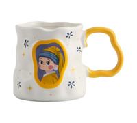 Artistic Coffee Cup, Funny Famous Painting Design, 14x9.3x8.5cm, Ceramic Mug, Irregularly Shaped Mug, Desk Decor and Drinkware, for Home Office School Dorm Apartment Gift Use