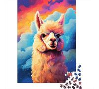 Artistic Colorful Alpaca Puzzle Unique Home Decor 100 Percent Recycled Cardboard Jigsaw Puzzle for Adult 1000pcs (38x26cm)