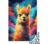 Artistic Colorful Alpaca Puzzle Unique Home Decor 100% Recycled Cardboard Jigsaw Puzzle for Boy Or Girl 1000pcs (38x26cm)