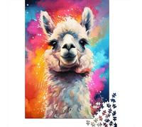 Artistic Colorful Alpaca Puzzle Unique Home Decor 100% Recycled Cardboard Jigsaw Puzzle for Boy Or Girl 1000pcs (75x50cm)