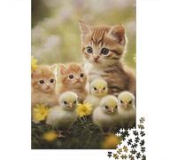Artistic Cute Kitten 500 Piece Jigsaw Puzzle 500 Piece Jigsaw Puzzles for Adults & Families- Wooden Jigsaw Puzzles for Adults Kids Gifts 500pcs (52x38cm)