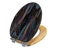 Artistic Decorative Elongated Wood Toilet Seat Quick Release Hinges Quietly Close Easy Install Palm Leaves Gold Black White Marble Bathroom Accessories