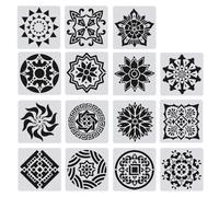 Artistic Design Flower Stencils for Home Decors School Art Class Reusable Templates with Intricate Cutout Patterns Mandalas Drawing Template