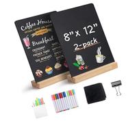Artistic Double-Sided Chalkboard Set with Wood Stand Erasable Message Board for Kids Adults and Decoration Small Chalkboard Words Sign with Wood Stand