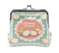 Artistic Easter Chick Egg Pattern Women's Coin Purse, PU Leather Small Wallet with Kiss-Lock Closure, Personalized Print Compact Pouch for Cash, Cards, Coins - Gift for Her