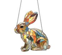 Artistic Easter Rearview Glass Decoration Home Window Hanging Ornament Child Friendly Easter Decoration For Vehicles Festive Car Rearview Charm
