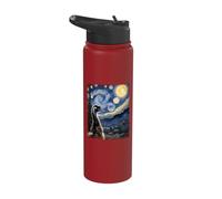Artistic Emu Stuff Van Gogh Style Starry Night Emu Stainless Steel Insulated Water Bottle