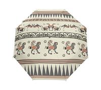 Artistic Ethnic Flower Animal Umbrella Windproof Automatic Foldable Umbrells Auto Open Close for Men Women Kids