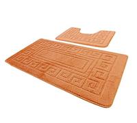 Artistic Fashionista 2Pcs Luxury GREEK STYLE Bath Set Non Slip and Absorbable 100% Polypropylene Washable Pedestal Mat and Bath Mat Bathroom Rug (Terracotta)