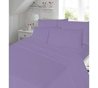 Artistic Fashionista Limited 100% Brushed Cotton Plain Colour Flannelette Fitted & Flat Sheet & Matching Housewife Style Pillowcases SET for Single, Double, King Size Bed (King, Lilac)