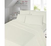 Artistic Fashionista Limited 100% Brushed Cotton Plain Colour Flannelette Flat Sheet - Single, Double, King, Super King Size (Double, Cream)