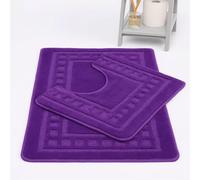 Artistic Fashionista Limited 2-Piece Diem Bath Mat Set - Soft, Absorbent & Non-Slip Bathroom Rugs, Washable Floor Mats for Shower, Tub & Toilet, Quick-Dry & Durable (Plum)