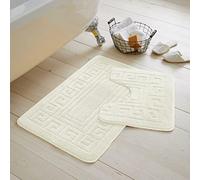 Artistic Fashionista Limited 2 Pieces GR ath Mat Rugs for Bathroom - Non Slip Anti Mould Bath Mat Set - Soft - Extra Water Absorbent Pedestal Ultra Plush Bathroom Mats Toilet Shower Set (Cream)