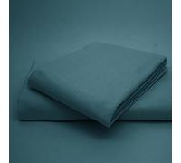 Artistic Fashionista Limited EASYCARE Non-Iron Plain Dyed Polycotton FITTED & FLAT SHEET SET (Pillowcases Pair, Teal)