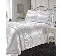 Artistic Fashionista Limited Luxurious Silk Polyester SHIMMER Design Duvet Quilt Cover Bedding Set With Pillowcases - Bed Runner Available And Sold Separately! (White, Bed Runner Only)