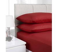 Artistic Fashionista Limited LUXURY Non-Iron Plain Percale 180 Thread Count HOUSEWIFE PILLOWCASES - PACK OF 2 (Red)