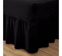 Artistic Fashionista Limited Luxury Non-Iron Plain Percale 180 Thread Count VALANCE SHEET - To Fit Single, Double & King Size Standard Mattress (Double, Black)