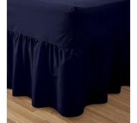 Artistic Fashionista Limited Luxury Non-Iron Plain Percale 180 Thread Count VALANCE SHEET - To Fit Single, Double & King Size Standard Mattress (Double, Navy)